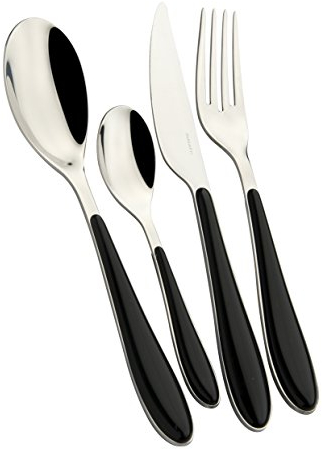 BUGATTI GGNU-023F50 Gioia Ménagère de 24 Pièces Service de Table SAN/Acier Noir 22 x 8 x 30 cm