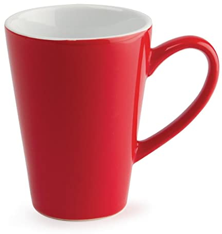 Olympia Tazas de café con leche, 340 ml, porcelana, café, espresso, leche, 12 unidades, color rojo