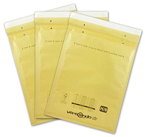 versando 100x H8 Luftpolsterumschläge Innenmaß 270 x 360 mm Außenmaß 290 x 370 mm braun/goldgelb für DIN B4
