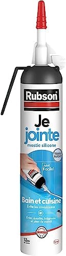 Rubson Je Jointe Mastic Transparent 200 ml, mastic étanche anti-moisissure en aérosol prêt à l'emploi, mastic silicone durable pour joints sanitaires spécial Bain et Cuisine