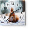 Modern Wanduhr Eichhörnchen Winter Schnee Essen 30x30cm Quadrat Klein Wand Uhr Glas Analog Zimmeruhren Küche Büro Wohnzimmer Glasuhr Wall Clock Dekoration Design Küchenuhr C4AC30x30-2798