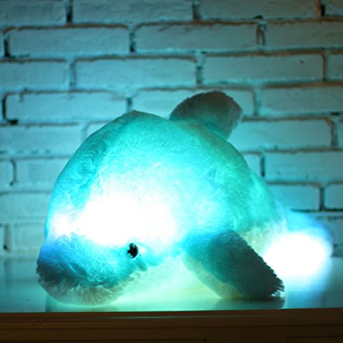 Zinsale 7 Farbwechsel LED aufhellen Gefülltes Delphin Spielzeug Plüsch Kissen Plüschtiere Nachtlicht (Weiß, 30cm)