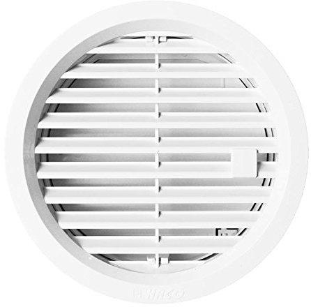 MKK - 20169 – 001 – Griglia di ventilazione 110 mm, richiudibile, griglia di scarico, griglia di ventilazione, rotonda, valvola di ritorno, colore: bianco