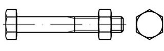 25x ART 89601 Baubolzen mit Mutter CE 4.8 M 16 x 160 galvanisch verzinkt gal Zn S