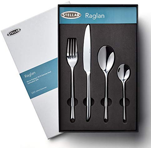 Stellar Raglan 32-Piece Stainless Steel Cutlery Set for 8 People, Dishwasher Safe
