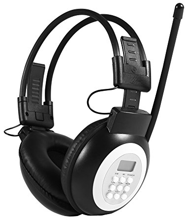 Casque Radio FM sans Fil/Filaire, Casque Pliable au pavillon avec récepteur Radio FM, Cache-Oreilles Radio numérique AM/FM LCD à réduction de Bruit