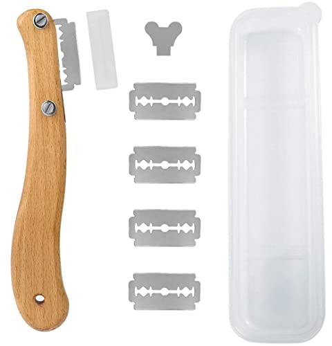 Milai Brot Lahm, Teig Rasiermesser Werkzeug mit 5 Klingen, Brot Bäcker Cutter, Baguettemesser, Bäckermesser, Ritzmesser zum Einschneiden von Baguette, Gebogene Brotmesser, Teigmesser für DIY Brotteig