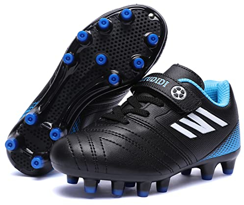 Kids Football Boots Boys Size 10 Football Athletics Shoes Outdoor Girls Indoor Breatheable Soccer Trainers Shoes Teenager Outdoor Sports Shoes Running Shoes for Unisex Black