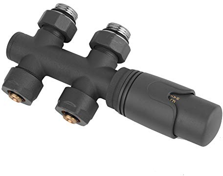 S SIENOC 3/4 hasta 1/2 - Válvula en H, cromada, conexión central/radiador, termostato para radiador de baño con sistema de dos tubos, conexión central para tubo de aluminio de 16 mm