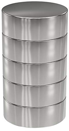 5 Stück Neodym Power Magnet silber - Scheibenmagnet extra stark rund - Durchmesser 20x7mm hoch - starke Magneten Supermagnet - Haftkraft ca. 9 kg - für Magnettafel, Werkstatt
