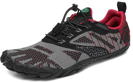 SAGUARO Scarpe Barefoot Minimaliste Uomo Donna Traspiranti Scarpe da Scogli Comode Leggere Scarpette Multisport per Trekking Trail Running Sport Acquatici Palestra, Rosso 45 EU