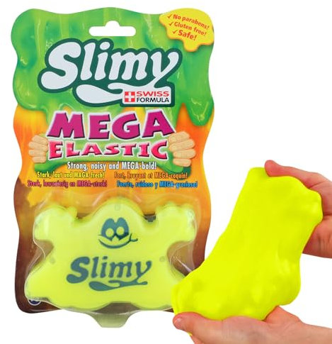 SLIMY Mega Elastic 150g - Original Mega Slime Spielmasse für Kinder, Spielspaß mit superdehnbarem Schleim in der Original Slimy Dose, elastische Spielknete (Spielzeug ab 3 Jahre), Farbe:Gelb