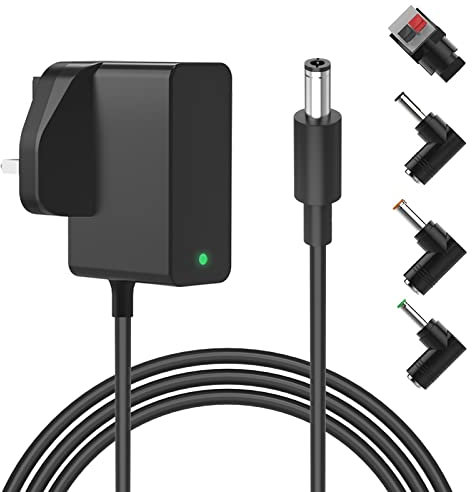 Newding DC 12V 2A Power Adapter for LED Strip Lights, Router, Laptop, CCTV Camera, Yamaha Keyboard, 2000mA, 1000mA, 24W Charger UK Plug with 5 Connectors