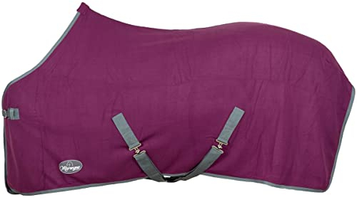 Marengos - Abschwitzdecke Economic mit Kreuzgurten (abnehmbar) | Pferdedecke mit Frontschnalle, Schweifkordel & Widerristpolster | atmungsaktive Fleecedecke | Pferde Zubehör in Violett | 145cm