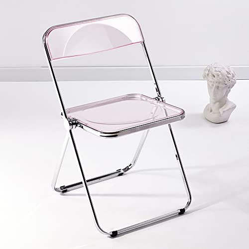 KAIHAOWIN Klappstuhl,Acryl Transparent Stuhl,Klappsessel für Esszimmer,Wohnzimmer,48 x 48 x 76 cm,Rosa