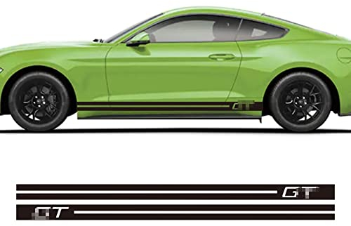 Auto Styling Kohlefaser Vinyl Aufkleber Tür GT Logo Gestreifter Seitenschweller Racing Sport Body Sticker, Für Ford Mustang 2009–2019