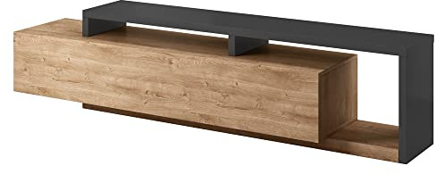 Lowboard mit Regal in Eiche Ribbeck Nb. mit Absetzungen in anthrazit, B/H/T: ca. 219/52/45 cm