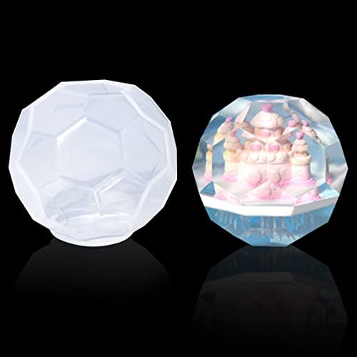 Voyyphixa Molde de resina de silicona de esfera geométrica de 4 pulgadas, moldes de silicona con bolas de diamante, moldes redondos de resina epoxi para hacer velas de jabón