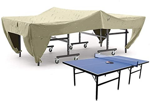 EEUK Tischtennisplatte Abdeckung Aufgeklappt Schutzhülle Tischtennisplatte Outdoor mit Aufbewahrungstasche 420D Oxford(Size:110x60x30 inch,Color:Beige)