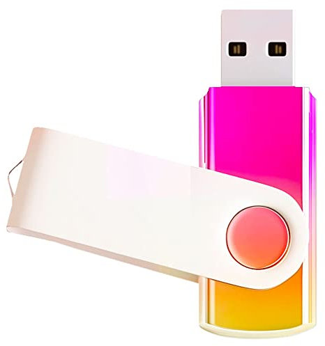 Lot de 1 clé USB 2.0 de 32 Go - Couleur dégradée - Design pivotant - Pour stockage de données - Rose doré
