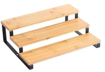 MSV Etagère à épices 3 Niveaux Design Industriel Bambou & Acier Elie Noir Mat