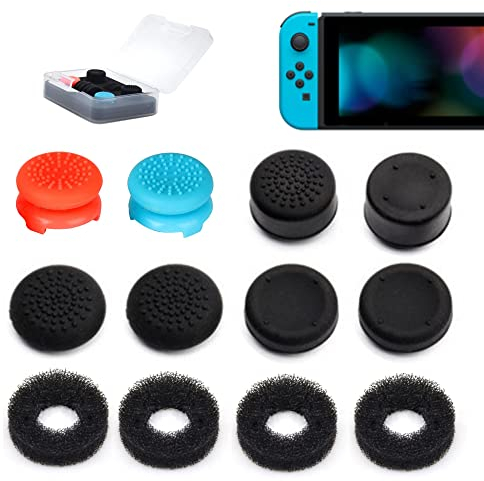 ZHI-NYLLDJS FPS Thumb Grips Set for Nintendo Switch/OLED/Lite,for Nintendo Switch Joystick Caps,Silicone Analog Stick Caps for Switch Joycon,Assist Motion Rings,Thumb Grip Caps (Red&Blue&Black)