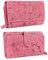 irisaa Damen Leder Wild Geldbörse, Portemonnaie Lang Geldbeutel,RFID Schutz 21 Kartenfächer, Brieftasche Groß, Vintage Design Used Look, Damen Tasche:Pink Blumen