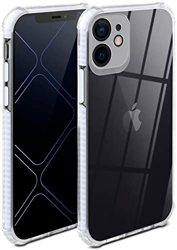ONEFLOW für iPhone 12 mini Hülle Silikon transparent, Handyhülle mit stoßfestem Bumper Backcover durchsichtig Silikonhülle kabelloses Laden Schutzhülle, Cushion Case, Weiss