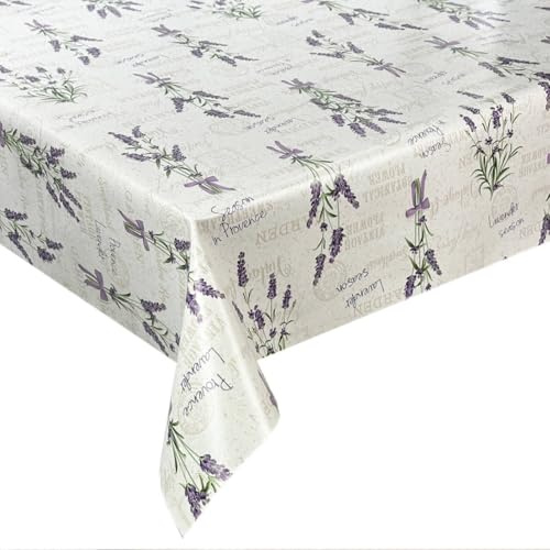 Wachstuch Tischdecke abwaschbar Gartentischdecke, Viele Größen und Designs, wasserabweisend (Lavendel Blumen- 1010-1, 200x140 cm)