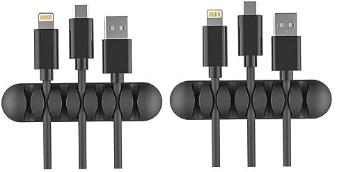 Orco 2-Pack Cable Clips 5, 7 Slots Cord Organizer Cable Management Self Adhesive Cable Holder System for Organising Cable Cords Ideal for Home, Office, Car, Nightstand Desk Accessories (7 Slots Black)