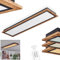 LED Deckenleuchtel Salmi, dimmbare Deckenlampe aus Metall/MDF/Kunststoff in Schwarz/Holzoptik/Braun/Weiß, Deckenpanel dimmbar über Fernbedienung, 36 W, 4000 Kelvin, 2700-6500 Lumen, Memory, Nachtlicht