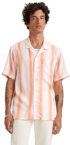 Levi's Men's Sunset Camp Shirt Oranges, Adriano Stripe Brigh, L