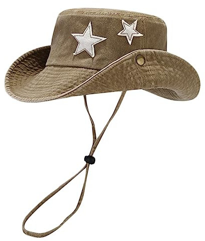 YAMEE Cappello da donna alla pescatora rosa cappello da cowgirl cappello a tesa larga cappelli da spiaggia protezione UV cappello da pesca, cachi, Taglia unica