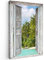 MuchoWow© Leinwand Bilder 60x90 cm Wanddeko Wohnzimmer Aesthetic Room Decor Deko Zimmer Wandbilder Modern Fotogeschenke Palme - Meer - Fensterblick - Tropisch