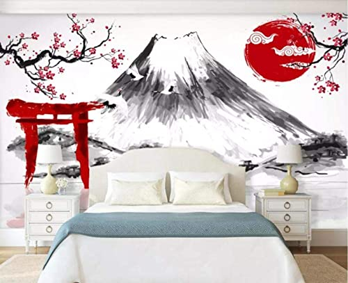 Papier Peint Panoramique Japon Mont Fuji Cerisiers En Fleurs Papier Peint Intissé 3D Tapisserie Poster Decoration Murale Chambre Salon
