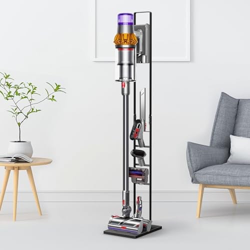 ecooe Staffa Organizer per Aspirapolvere Dyson V15 V12 V11 V10 V8 V7 V6, Supporto da Pavimento in Metallo per Aspirapolvere Dyson,Staffa Supporto Porta Vari Accessori per Aspirapolvere Dyson (Nero)