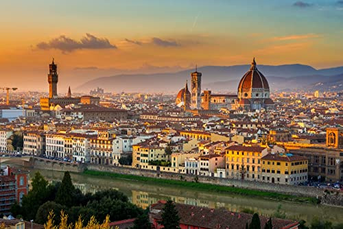 Lantern Press Florence Italy Puzzle, Duomo Sunset, 1000 Pieces | Golden-hour view of Florence's iconic Duomo with 1,000 premium matte pieces. Made in USA for a precise, lasting fit.