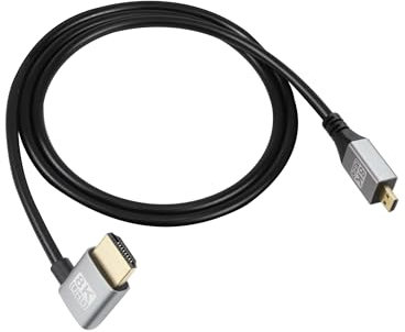 RIIEYOCA Câble étendu UHD 8K Micro HDMI mâle vers HDMI mâle 48Gbps High Speed 2.1 supportant 8k@60Hz, 1080p, ARC, 3D, pour DVR, HDTV, (Angle gauche, 1m)