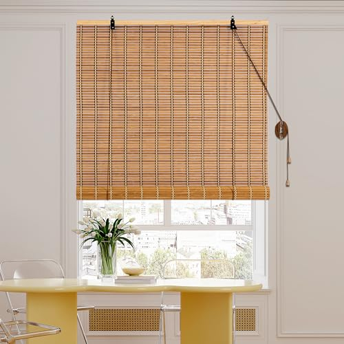 Cy.curtain bright Bamboo Roller Blind, Sun Protection and Privacy Screen, for Windows and Doors, Opaque, Bamboo Blinds Inside,120x180CM