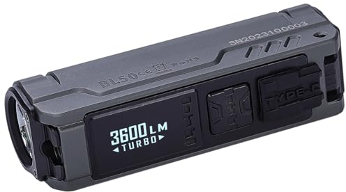 IMALENT BL50 LED Mini Taschenlampe 3600 Lumen, mit Weißer und UV-Licht, OLED-Display, Type-C Aufladbar Tactical Taschenlampen, für Camping, Wandern, Radfahren, Notfälle (Grau)