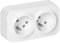 Miratic Double Prise 2 x 2P+T 16A / 230VAC IP20 Version Francaise Prise en Saillie pour Montage Mural en Interieur Double Prise Murale avec Finition Brillante