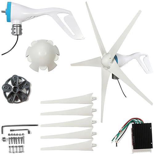 ZHOZHUT Windkraftanlage 1200W Windgenerator 12V/24V/48V Windmühle Mit 5 Flügeln Und Laderegler, Hocheffiziente Windturbinen 2.5m/s Startwindgeschwindigkeit Für Haus, Marine, Camping, Maschinen,24v