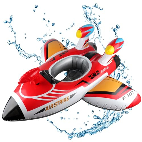 LUFEIS Schwimmring Kinder mit Wasserpistole, Aufblasbarer Flugzeug Schwimmring, Kinder Schwimmreifen Spielzeug, Baby Float, Lustiges Schwimmspielzeug für Kinder im Alter von 1–6 Jahren