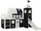 Swpsd Loft Bed Frame For Kids Bunk Bed with Slide& Ladder Children's Bed High Sleeper Beds,Space Saving Pinewood 97x208 cm Bed white Loft Bed