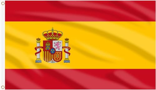 Bandera española 2 banderas de España con ojales metálicos, bandera olímpica, 90 x 150 cm