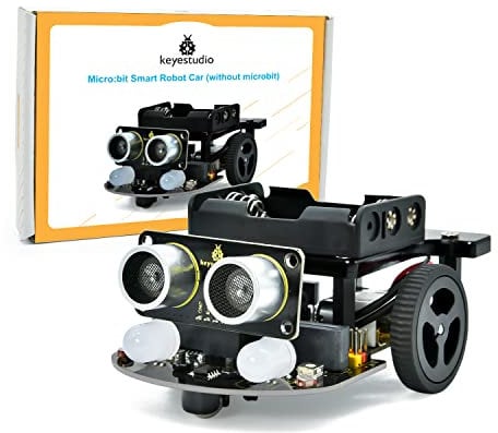 KEYESTUDIO BBC Microbit V2.2 Starter Kit, Micro bit Car Kit, Electronic Programming Kit for Teens Adults, Stem Gift,Detailed Tutorials