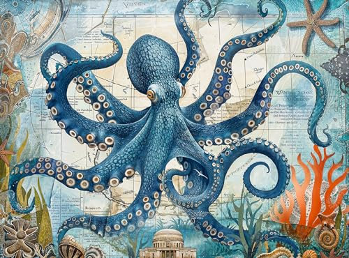 Neptune's Navigator - The Octopus Voyage - Bestes 1000-teiliges Puzzle für Erwachsene, umweltfreundlich, Ozean-Erkundungsthema mit Satin-Finish - von Cross & Glory