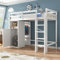 Dolamaní Hochbett Kinder mit Offener Schrank 90x200 cm, Kinderbett mit Rausfallschutz & Treppe, Kinderhochbett mit Regalen, Bett für mädchen Jungen Weiß