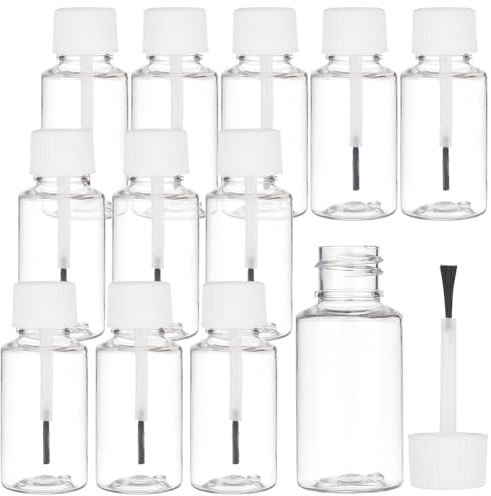 BENECREAT 20 Packungen von 20ml Kunststoff-Pinsel-Applikatorflaschen Mit Weißem Deckel, Leerer Nachfüllbarer Nagellack Touch-Up-Flasche Mit Pinseldeckel Für Kleber, Farbe, Nail-Art
