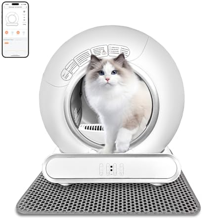 Katzenklo Selbstreinigend Automatische Katzentoilette mit App 65L Elektrisches Katzenklo XXL mit Katzentoilette Vorleger (Type C)